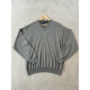 Made in Italy 111 State Men's Large Extra Fine Merino Wool Gray V-Neck Sweater